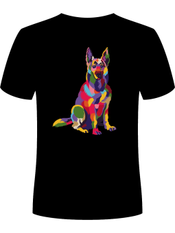 Koszulka Koszulka Męska Kolorowy Owczarek Niemiecki Czarna - Śmieszne T-Shirty z Nadrukami ?