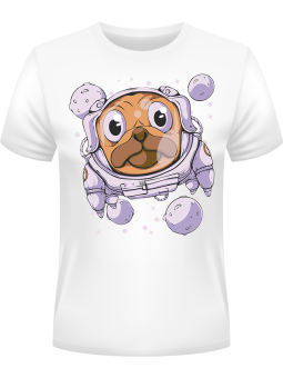 Koszulka Koszulka Męska Pies Astronauta Biała - Śmieszne T-Shirty z Nadrukami ?