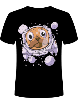 Koszulka Koszulka Męska Pies Astronauta Czarna - Śmieszne T-Shirty z Nadrukami ?