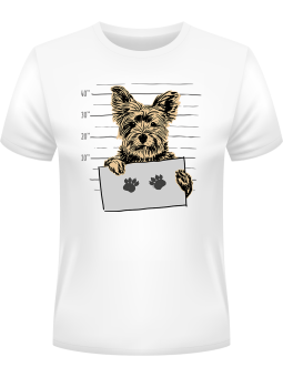 Koszulka Koszulka Męska Pies York Przestępca Biała - Śmieszne T-Shirty z Nadrukami ?