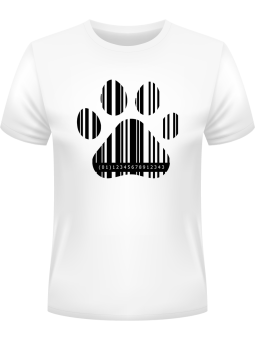 Koszulka Koszulka Męska Psia Łapa Kod Kreskowy Biała - Śmieszne T-Shirty z Nadrukami ?