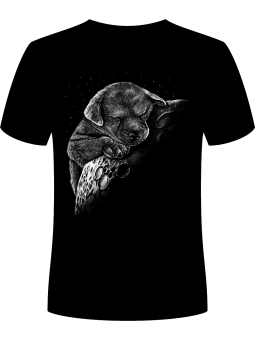 Koszulka Koszulka Męska Słodki Pies na Księżycu Czarna - Śmieszne T-Shirty z Nadrukami ?