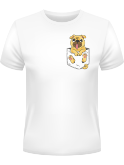 Koszulka Koszulka Męska Pies w Dziurawej Kieszonce Biała - Śmieszne T-Shirty z Nadrukami ?