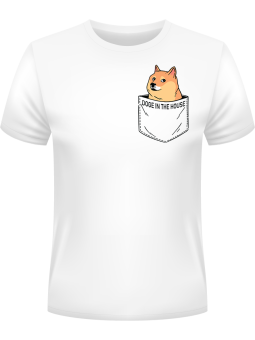 Koszulka Koszulka Męska Pies w Kieszonce Dom Biała - Śmieszne T-Shirty z Nadrukami ?