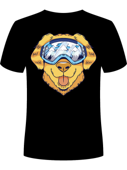 Koszulka Koszulka Męska Pies Labrador Narciarz Czarna - Śmieszne T-Shirty z Nadrukami ?