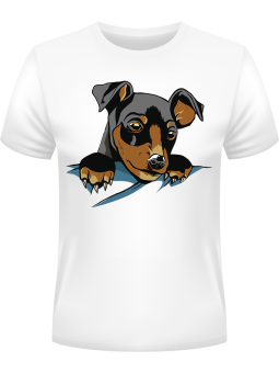 Koszulka Koszulka Męska Słodki Spinający Pies Biała - Śmieszne T-Shirty z Nadrukami ?