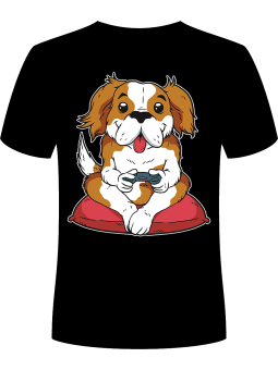 Koszulka Koszulka Męska Pies Gamer Czarna - Śmieszne T-Shirty z Nadrukami ?