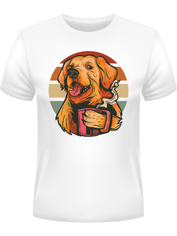Koszulka Koszulka Męska Labrador z Kawką Biała - Śmieszne T-Shirty z Nadrukami ?