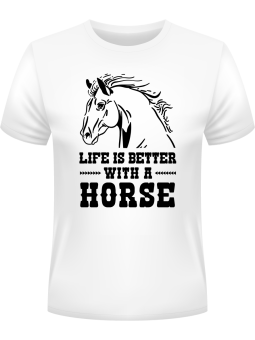 Koszulka Koszulka Męska Życie Jest Lepsze z Koniem Biała - Śmieszne T-Shirty z Nadrukami ?