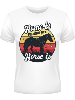 Koszulka Koszulka Męska Mój Dom Tam Gdzie Mój Koń Biała - Śmieszne T-Shirty z Nadrukami ?