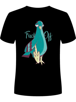 Koszulka Koszulka Męska Gołąb Fuck Off Czarna - Śmieszne T-Shirty z Nadrukami ?