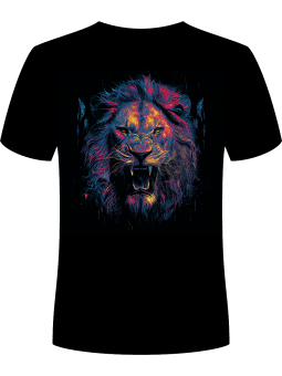 Koszulka Koszulka Męska Kolorowa Głowa Lwa Czarna - piwo święta mikołaj