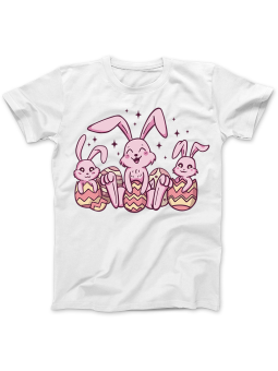 Koszulka Koszulka Damska Słodkie Zajączki Biała - Śmieszne T-Shirty z Nadrukami ?