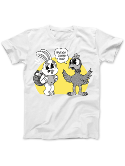 Koszulka Koszulka Damska Zajączek i Ptak Biała - Śmieszne T-Shirty z Nadrukami ?