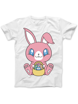 Koszulka Koszulka Damska Słodki Zajączek z Koszykiem - Śmieszne T-Shirty z Nadrukami ?