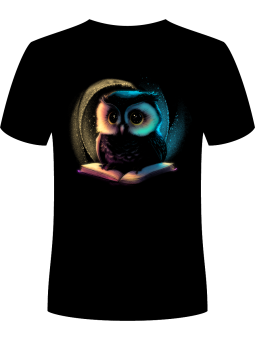 Koszulka Koszulka Męska Słodka Sowa z Książką Czarna - Śmieszne T-Shirty z Nadrukami ?