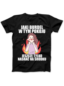 Koszulka Koszulka Damska Bałagan w Pokoju Czarna - Śmieszne T-Shirty z Nadrukami ?