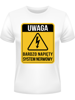 Koszulka Koszulka Męska Napięty System Nerwowy Biała - Śmieszne T-Shirty z Nadrukami ?