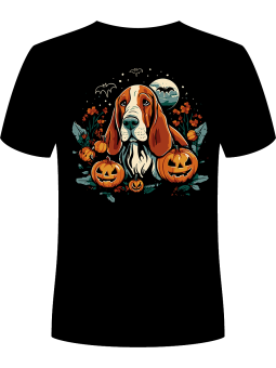 Koszulka Koszulka Męska Pies Basset Halloween Czarna - Śmieszne T-Shirty z Nadrukami ?