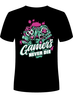 Koszulka Koszulka Męska Gamers Never Die Czarna - Śmieszne T-Shirty z Nadrukami ?