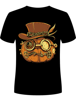 Koszulka Koszulka Męska Steampunk Dynia Czarna - Śmieszne T-Shirty z Nadrukami ?