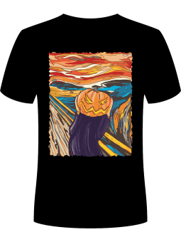 Koszulka Koszulka Męska Krzycząca Dynia Obraz Czarna - Śmieszne T-Shirty z Nadrukami ?