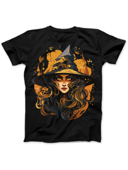 Koszulka Koszulka Damska Złota Wiedźma Halloween Czarna - halloween unicorn