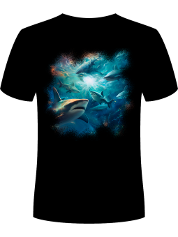 Koszulka Koszulka Męska Galaxy Of Sharks Czarna - Śmieszne T-Shirty z Nadrukami ?