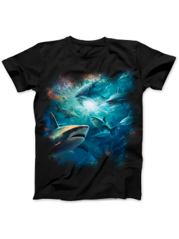 Koszulka Koszulka Damska Galaxy Of Sharks Czarna - Śmieszne T-Shirty z Nadrukami ?