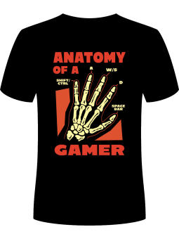 Koszulka Koszulka Męska Anatomia Gracza Czarna - Śmieszne T-Shirty z Nadrukami ?