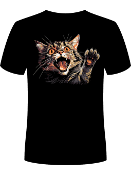 Koszulka Koszulka Męska Zły Kot Ilustracja Czarna - Śmieszne T-Shirty z Nadrukami ?