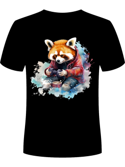 Koszulka Koszulka Męska Panda Grająca na Konsoli Czarna - Śmieszne T-Shirty z Nadrukami ?