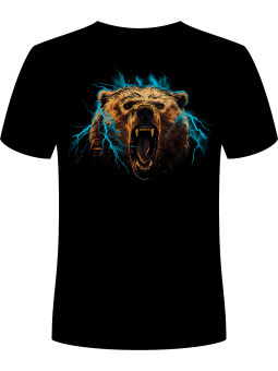 Koszulka Koszulka Męska Niedźwiedź Bolt Czarna - Śmieszne T-Shirty z Nadrukami ?