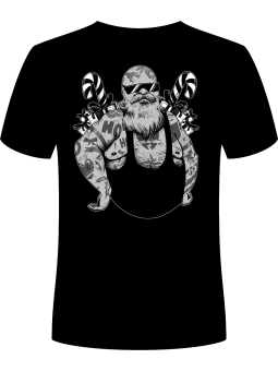 Koszulka Koszulka Męska Mikołaj z Tatuażami Czarna - Śmieszne T-Shirty z Nadrukami ?