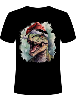 Koszulka Koszulka Męska Mikołaj Dinozaur Czarna - Śmieszne T-Shirty z Nadrukami ?