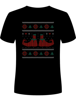 Koszulka Koszulka Męska Sweter Buty Elfa Czarna - Śmieszne T-Shirty z Nadrukami ?