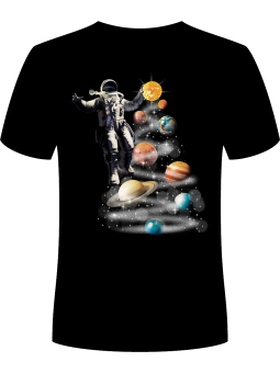 Koszulka Koszulka Męska Kosmonauta z Choinką Czarna - Śmieszne T-Shirty z Nadrukami ?