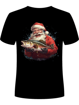 Koszulka Koszulka Męska Mikołaj z Rybą Czarna - Śmieszne T-Shirty z Nadrukami ?