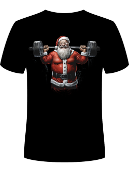 Koszulka Koszulka Męska Mikołaj Na Siłowni Czarna - Śmieszne T-Shirty z Nadrukami ?