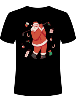 Koszulka Koszulka Męska Mikołaj Golfista Czarna - Śmieszne T-Shirty z Nadrukami ?