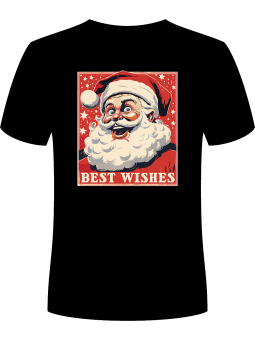 Koszulka Koszulka Męska Mikołaj Best Wishes Czarna - Śmieszne T-Shirty z Nadrukami ?