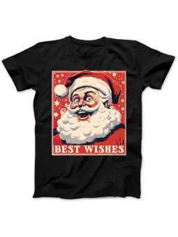 Koszulka Koszulka Damska Mikołaj Best Wishes Czarna - Śmieszne T-Shirty z Nadrukami ?