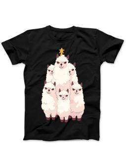 Koszulka Koszulka Damska Choinka z Lamami Czarna - Śmieszne T-Shirty z Nadrukami ?