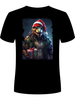 Koszulka Koszulka Męska Świąteczny Dinozaur Cyberpunk Czarna - Śmieszne T-Shirty z Nadrukami ?