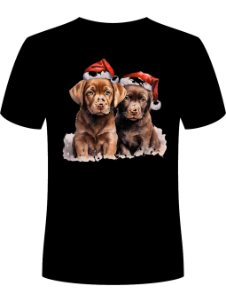 Koszulka Koszulka Męska Słodkie Świąteczne Pieski Mikołaje Czarna - Śmieszne T-Shirty z Nadrukami ?