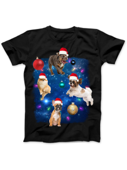 Koszulka Koszulka Damska Świąteczne Latające Psy Czarna - Śmieszne T-Shirty z Nadrukami ?