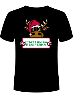 Koszulka Koszulka Męska Przytulisz Reniferka Czarna - Śmieszne T-Shirty z Nadrukami ?