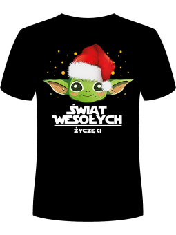 Koszulka Koszulka Męska Yoda Świąt Wesołych Czarna - Śmieszne T-Shirty z Nadrukami ?