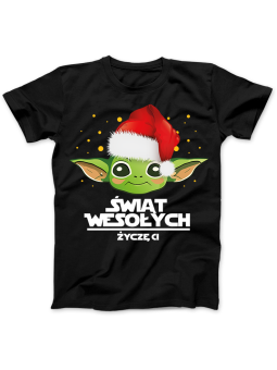 Koszulka Koszulka Damska Yoda Świąt Wesołych Czarna - Śmieszne T-Shirty z Nadrukami ?