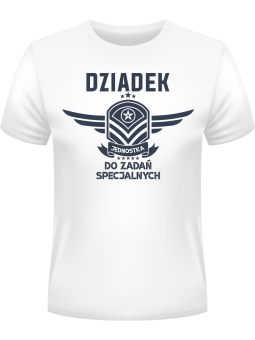 Koszulka Koszulka Męska Dziadek Jednostka do Zadań Specjalnych Biała - Śmieszne T-Shirty z Nadrukami ?